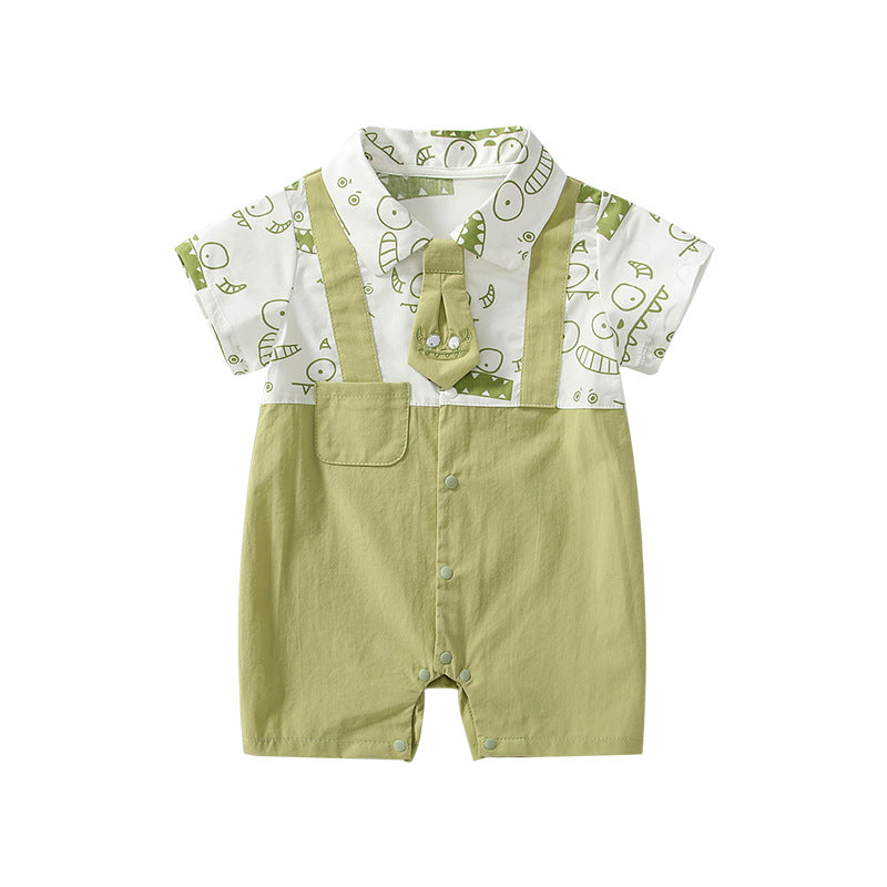 Summer Arrival Baby Boys Short Sleeves Cute Overalls Pattern Rompers, MyKids-USA®, Baby One-Pieces, MyKids-USA - - - - - - -