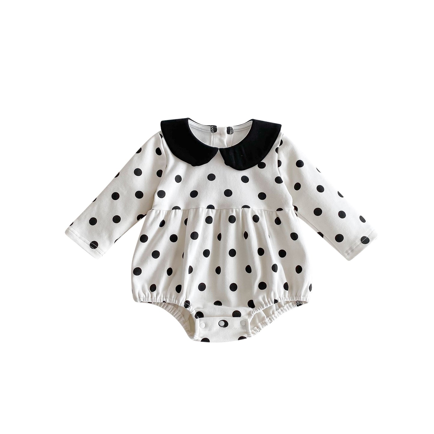 Spring Arrival Baby Long Sleeves Black Polka Dots Onesie For Girls, MyKids-USA®, Baby One-Pieces, MyKids-USA - - - - - - -