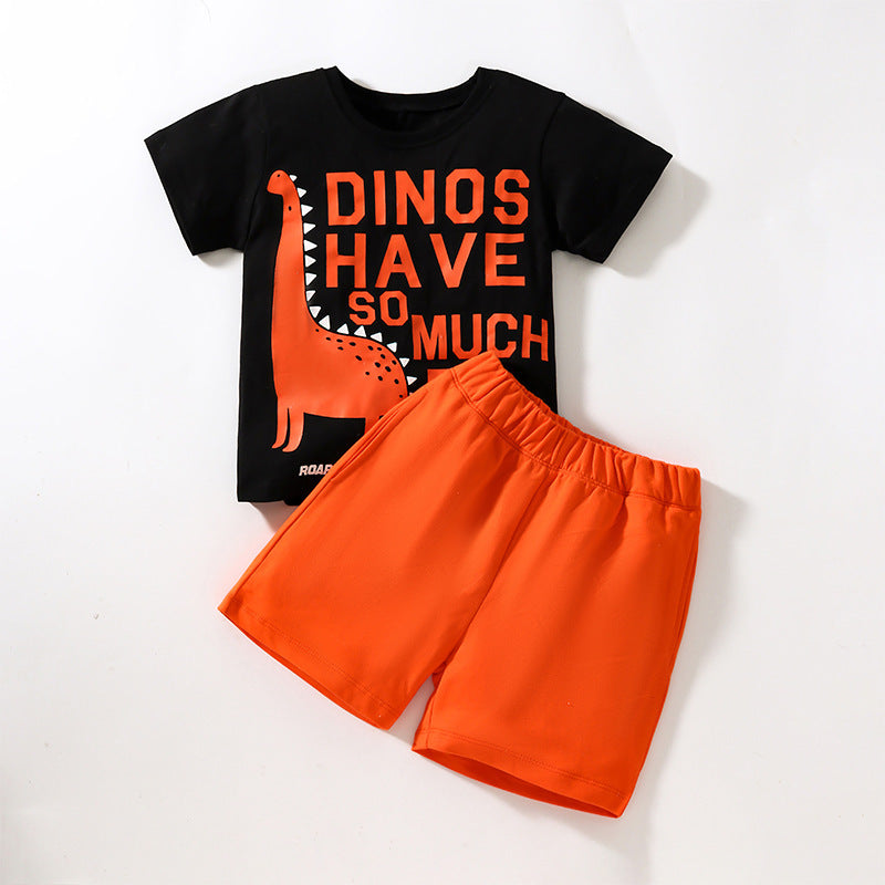 Baby Kids Boys Dinosaur Design Short Sleeves Top And Shorts With Pockets Casual Clothing Set, MyKids-USA®, Baby & Toddler Outfits, MyKids-USA - - - - - - -