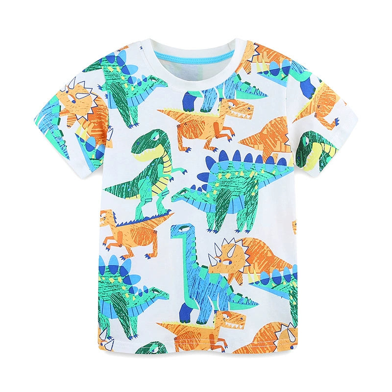 Summer Boys’ Dinosaurs Animals Cartoon Pattern T-shirt in European and American Style, MyKids-USA®, Baby & Toddler Tops, MyKids-USA - - - - - - -