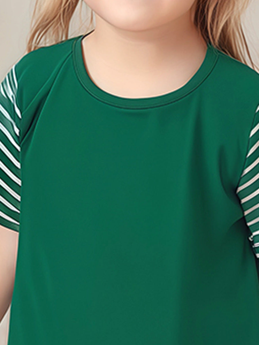 Striped Dress for Girls, European and American Cute Animals Cartoon Baby Dress 140 (8-10Y) / Green Striped Dress for Girls, European and American Cute Animals Cartoon Baby Dress 140 (8-10Y) / Green