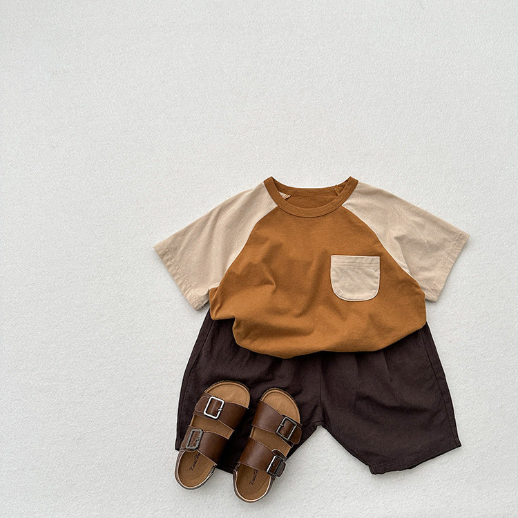 Summer Arrival Kids Unisex Soft Comfortable Short Sleeves Color Patchwork Thin Top Base T-Shirt, MyKids-USA®, Baby & Toddler Tops, MyKids-USA - - - - - - - .