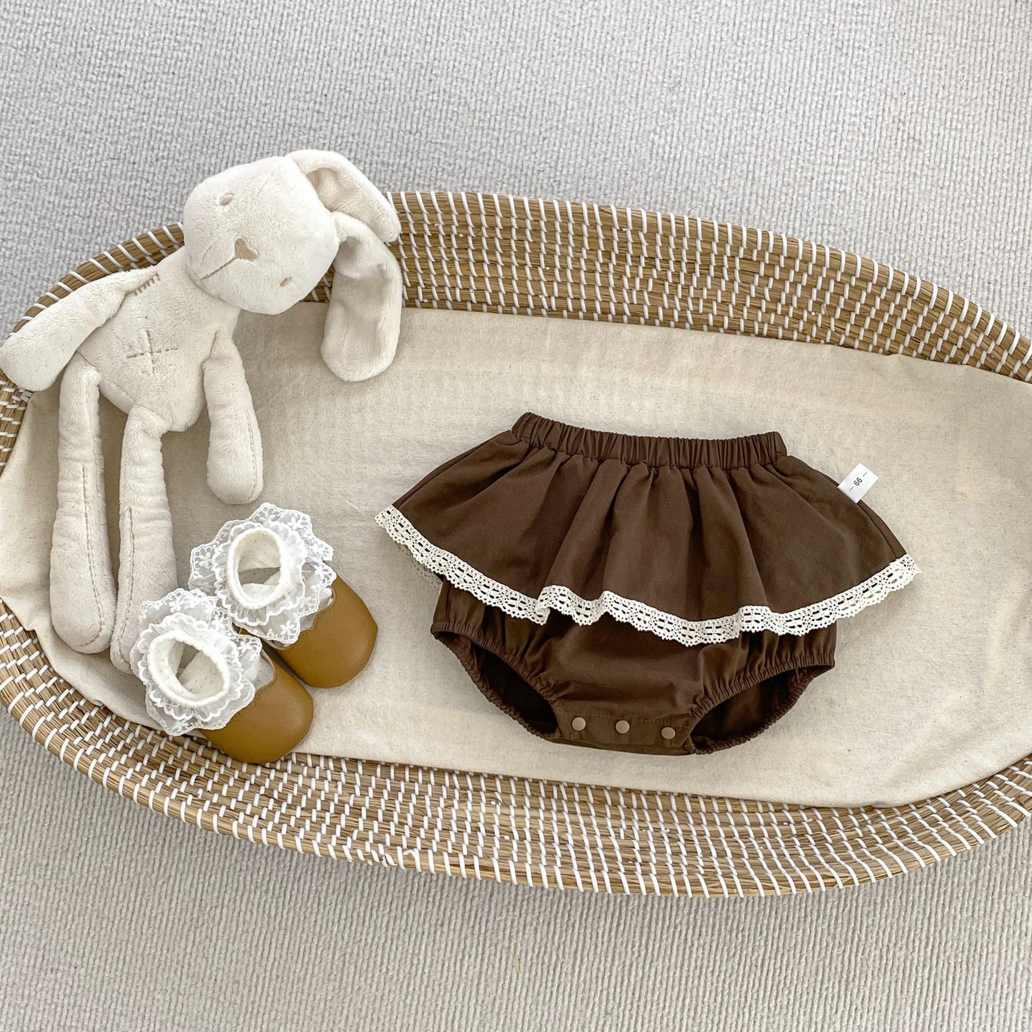 Arrival Autumn Baby Girls Long Sleeves Simple Top Shirt and Lace Facing Bloomers – Matching Set, MyKids-USA®, Baby One-Pieces, MyKids-USA - Size/Age - 66 (3-6M) - Color - Brown - - - TR2408311054-B.