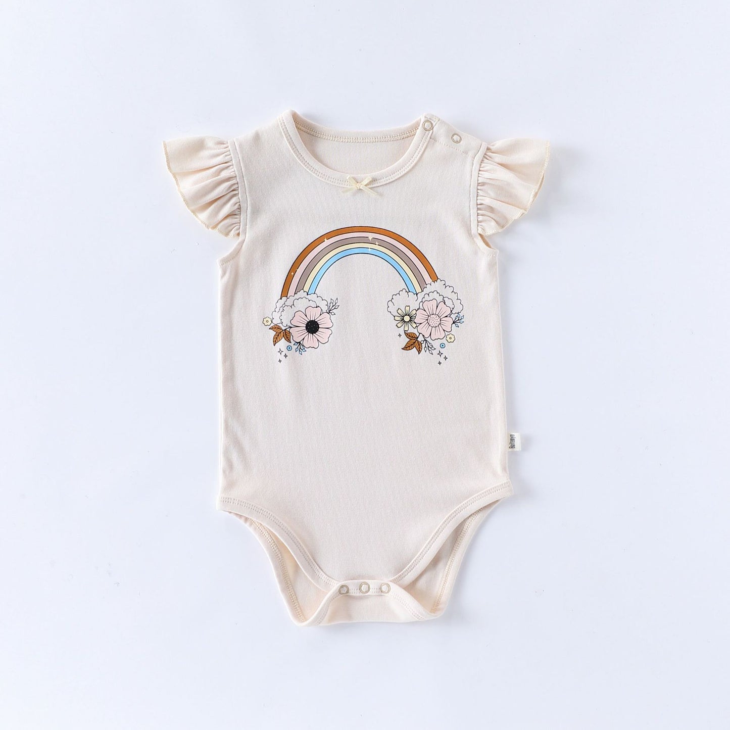 Summer Arrival Baby Girls Fly Sleeves Floral Pattern Onesies Bodysuits, MyKids-USA®, Baby One-Pieces, MyKids-USA - Size/Age - 66 (3-6M) - Color - Apricot - - - TR2504112050-D