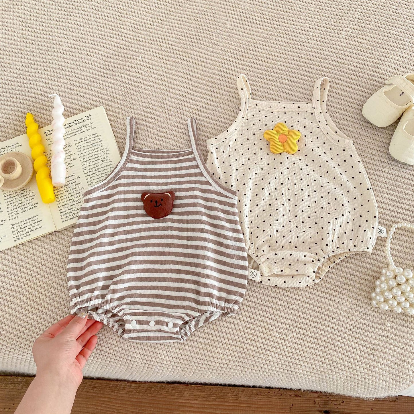 Summer Arrival Baby Boys and Girls Sleeveless Striped or Dots Pattern Strap Bodysuit, MyKids-USA®, Baby One-Pieces, MyKids-USA - - - - - - - .
