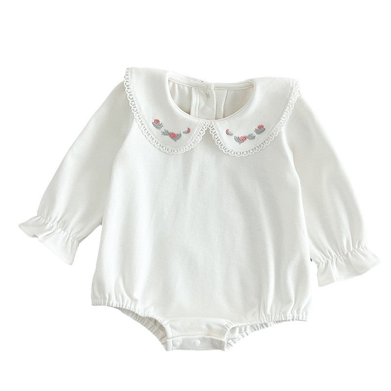 Spring Arrival Baby Girls Long Sleeves Floral Embroidered Peter Pan Collar Onesies, MyKids-USA®, Baby One-Pieces, MyKids-USA - - - - - - -