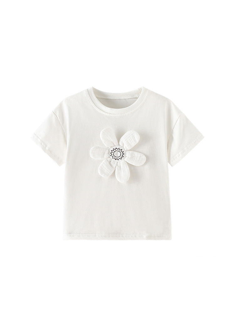 Summer Girls’ Flowers Pattern T-shirt in European and American Style, MyKids-USA®, T-Shirts, MyKids-USA - - - - - - - .