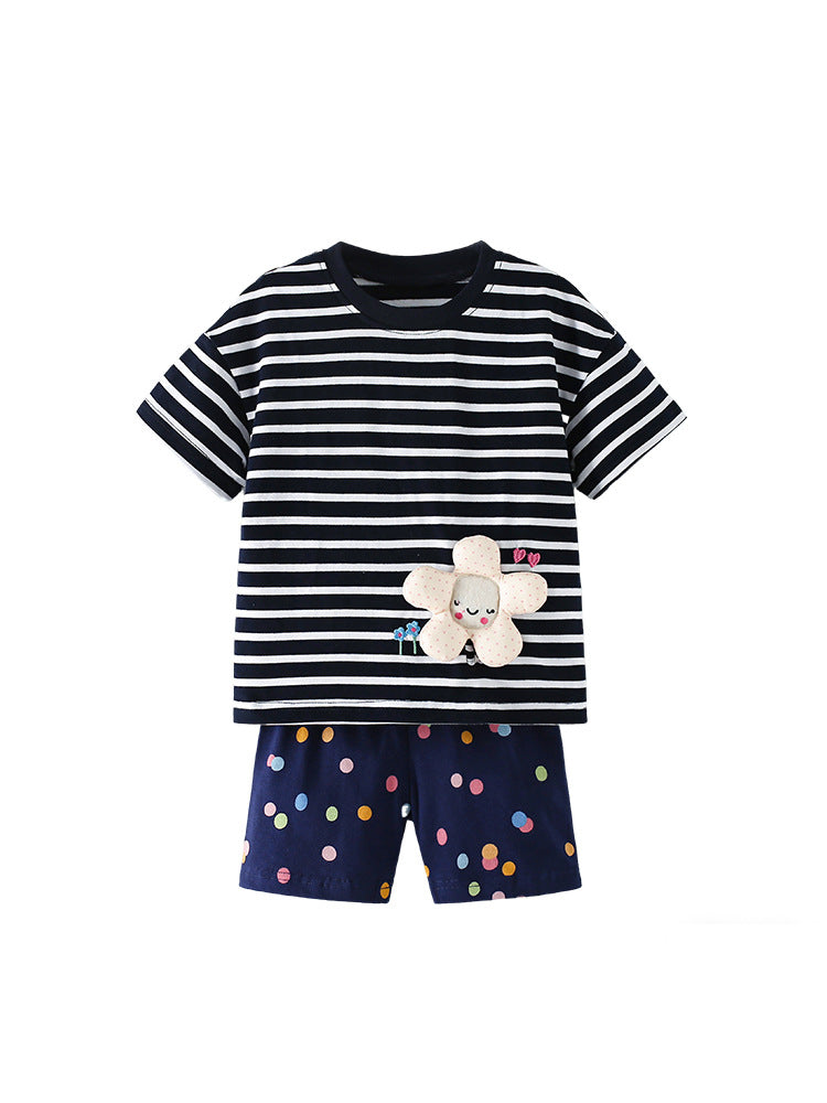 Arrival Summer Baby Kids Girls Short Sleeves Cartoon Pattern Striped T-shirt and Shorts Clothing Set, MyKids-USA®, Baby & Children's Outfits, MyKids-USA - - - - - - - .