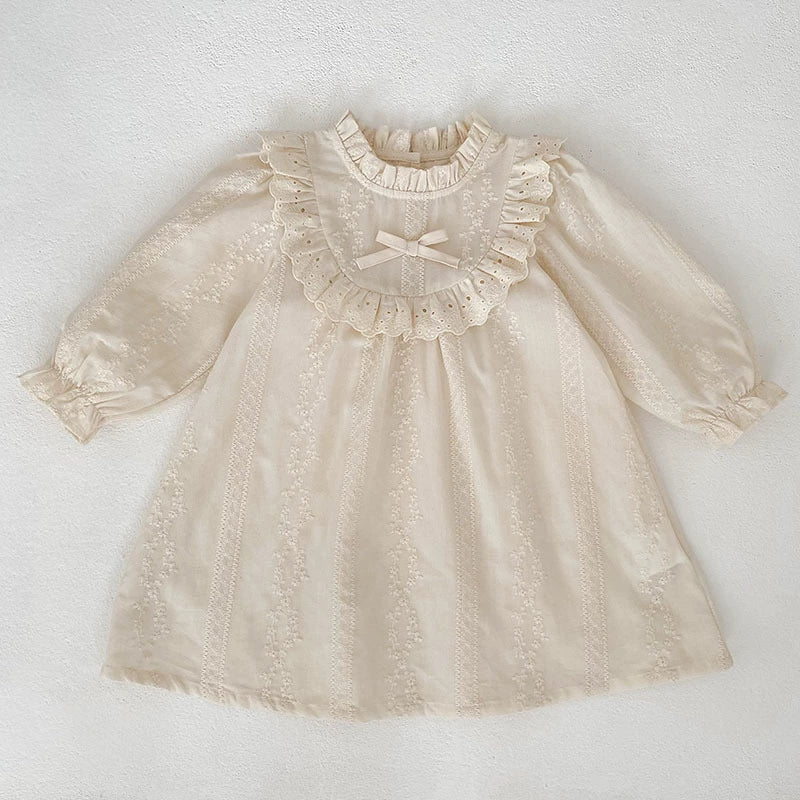 Baby Girls Flowers Pattern Long-sleeved Onesies and Dress – Princess Sister Matching Set, MyKids-USA®, Baby & Toddler Dresses, MyKids-USA - Size/Age - 66 (3-6M) - Color - Beige - - - TR2509012047-B