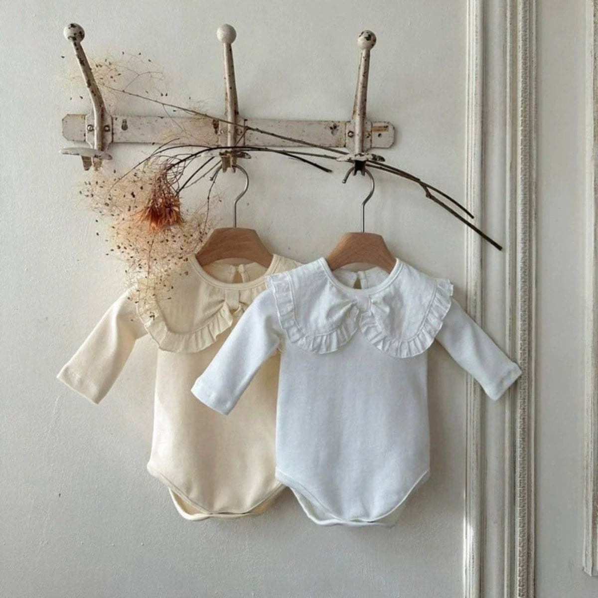 Autumn and Spring Arrival Baby Girls Solid Color Long Sleeves Bodysuit with Collar, MyKids-USA®, Bodysuits, MyKids-USA - - - - - - - .