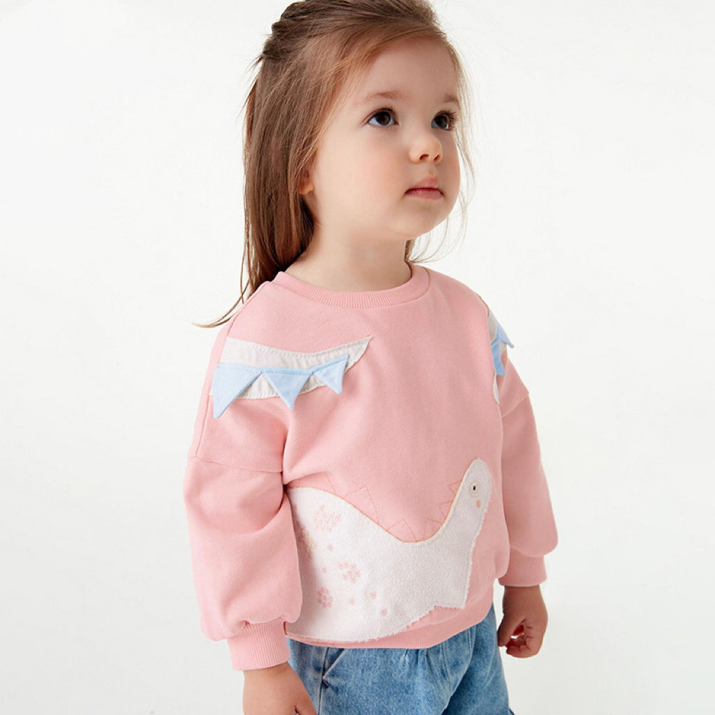 Baby Girl Cartoon Patched Pattern Solid Color Cute Hoodie, MyKids-USA®, Baby & Toddler Outerwear, MyKids-USA - - - - - - -