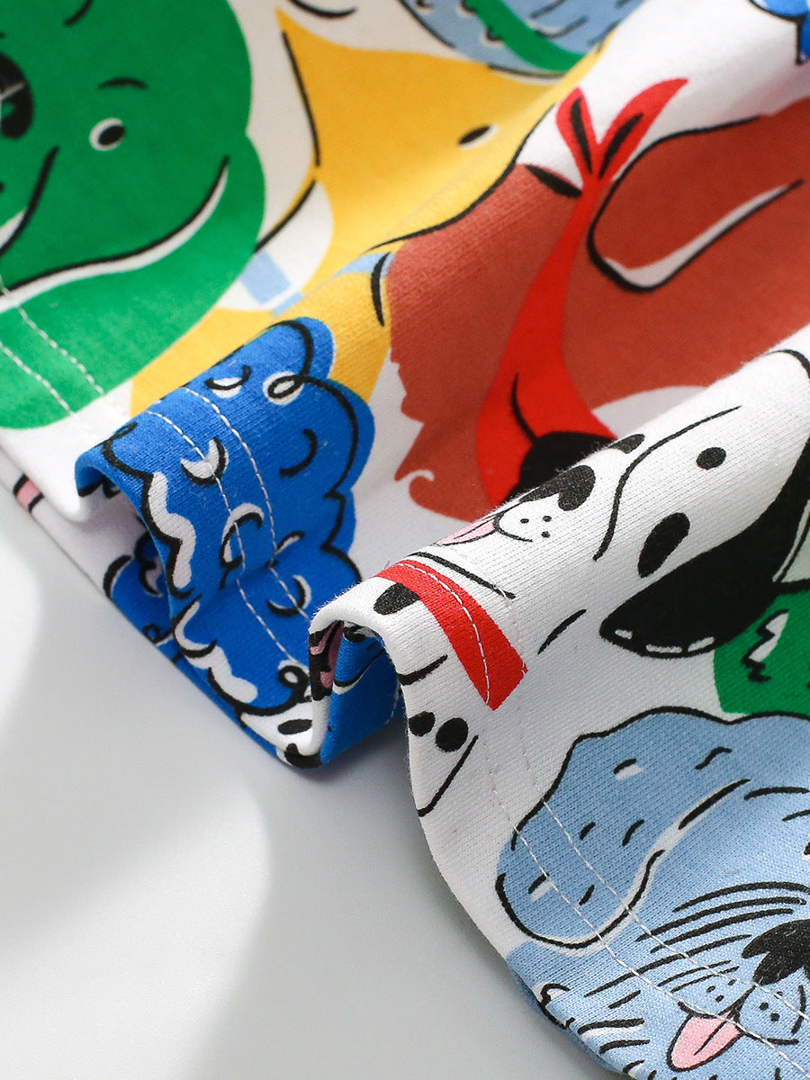 Design Autumn Girls Vivid Colorful Dogs Pattern Dress, MyKids-USA®, Baby & Toddler Dresses, MyKids-USA - - - - - - -