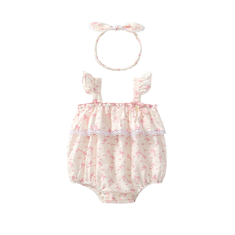 Summer Arrival Baby Girls Cute Butterfly-bow Pattern Sleeveless Strap Onesies, MyKids-USA®, Baby One-Pieces, MyKids-USA - - - - - - -