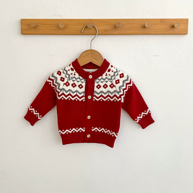 Autumn Arrival Baby Unisex Comfortable Geometric Knitted Long Sleeves Cardigan, MyKids-USA®, Cardigans, MyKids-USA - - - - - - -