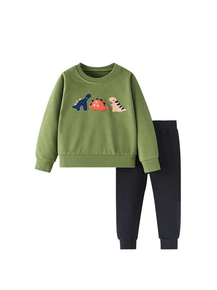 Spring and Autumn Boys Cartoon Pattern Long Sleeves Pullover and Plain Pants Clothing Set, MyKids-USA®, Baby & Toddler Outfits, MyKids-USA - - - - - - - .