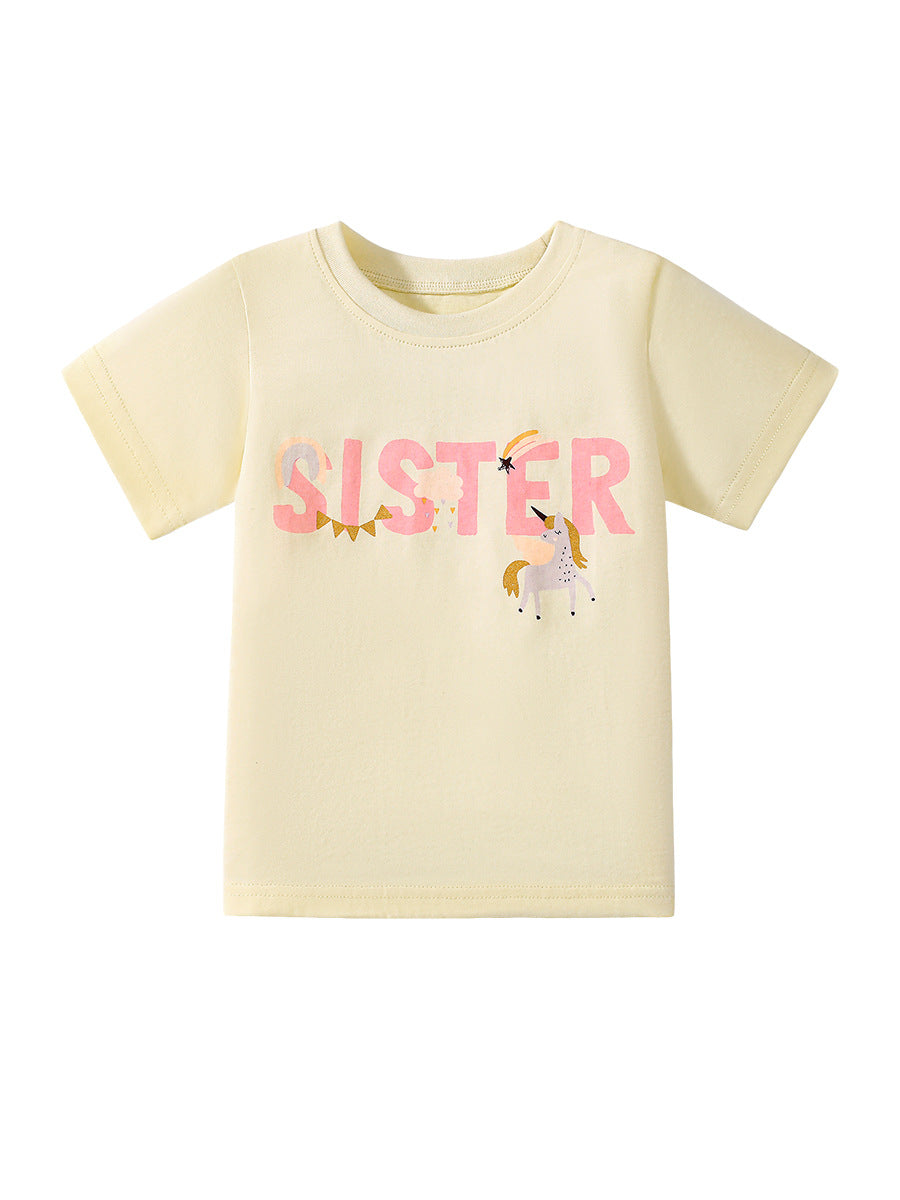 Summer Girls’ Animals Cartoon and Letters Print T-shirt in European and American Style, MyKids-USA®, Baby & Toddler Tops, MyKids-USA - - - - - - -