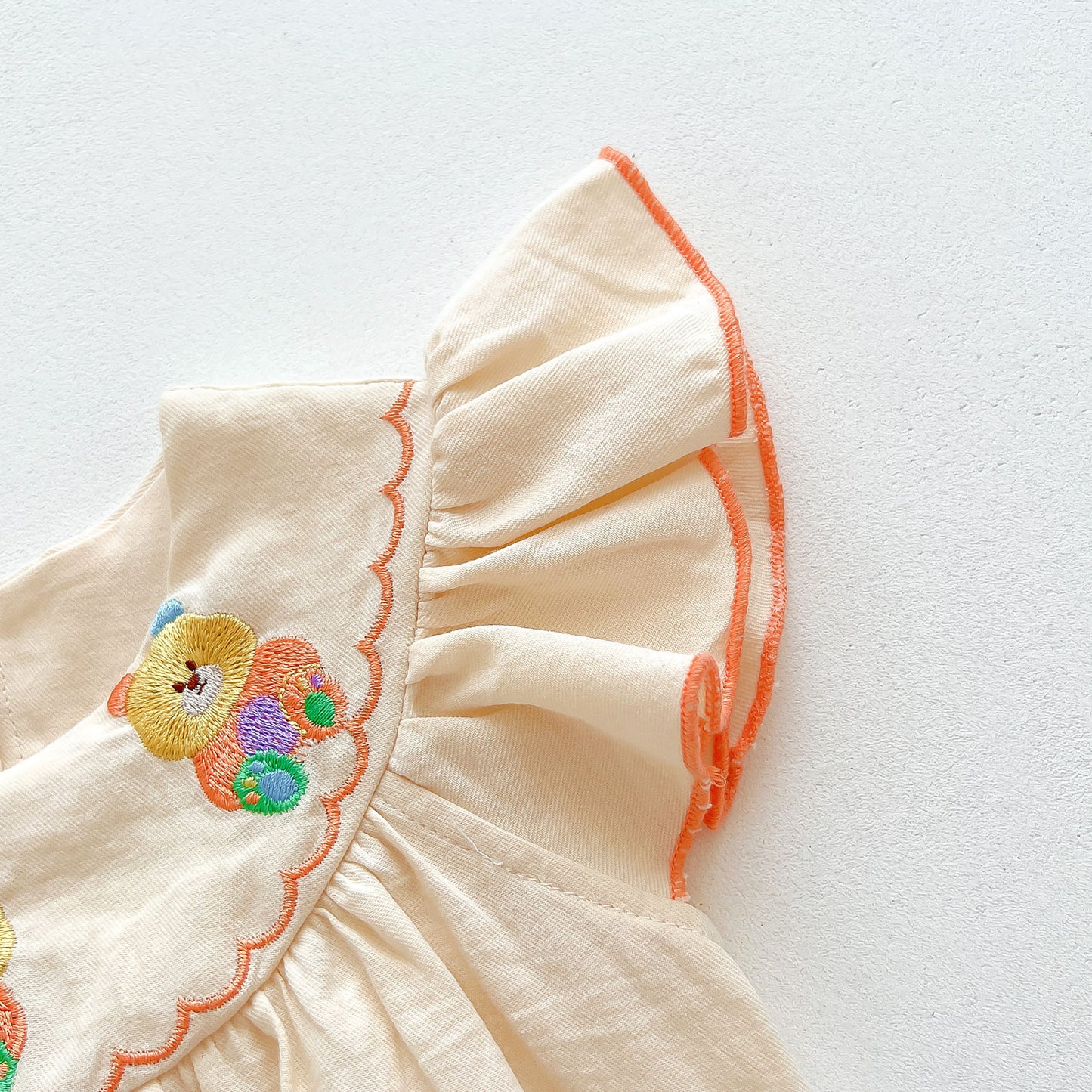 Summer Hot Selling Baby Girls Fly Sleeves Simple Crew Neck Teddy Pattern Onesie, MyKids-USA®, Baby One-Pieces, MyKids-USA - - - - - - -