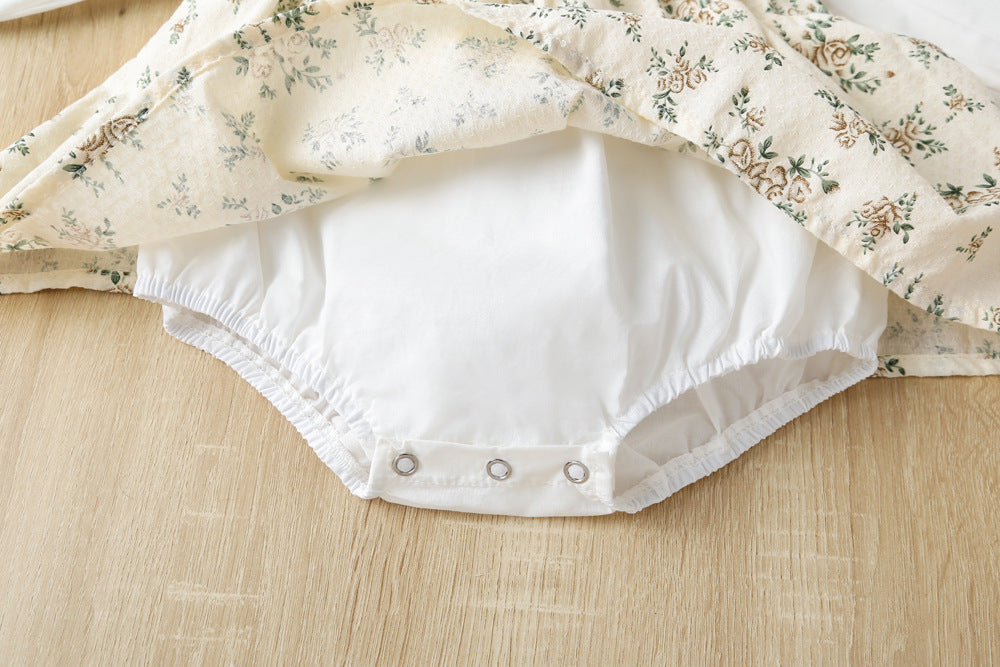 Baby Girl Floral Pattern Round Neck Long Sleeve Onesie Dress, MyKids-USA®, Baby & Toddler Dresses, MyKids-USA - - - - - - -