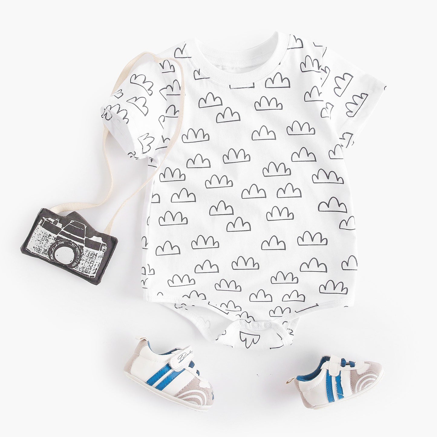 Summer Design Baby Unisex Geometric Print Short Sleeves Crew Neck Onesies, MyKids-USA®, Baby One-Pieces, MyKids-USA - - - - - - -