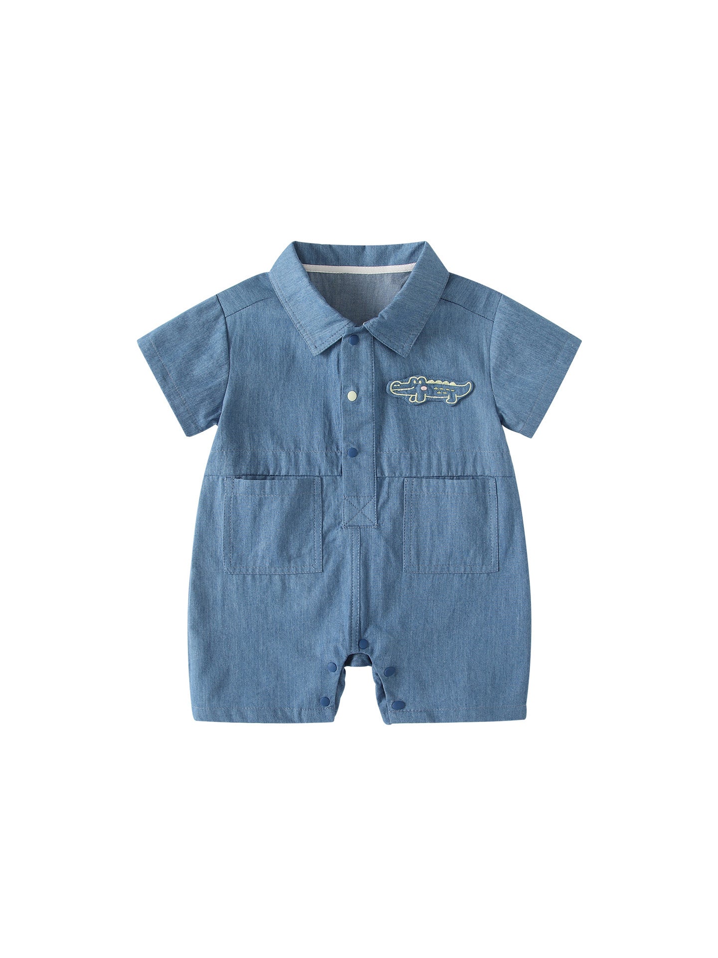 Summer Arrival Baby Boys Short Sleeves Cartoon Pattern Rompers Bodysuits