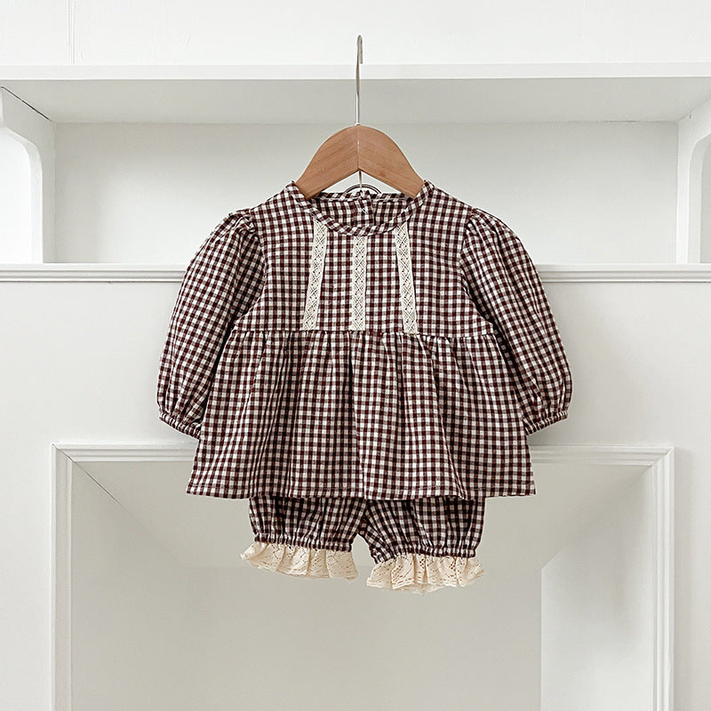 Arrival Autumn Baby Kids Girls Long Sleeves Plaid Top and Bloomers – Princess Sister Matching Set, MyKids-USA®, Baby & Toddler Outfits, MyKids-USA - Size/Age - 66 (3-6M) - Color - Brown - - - TR2408161027-B