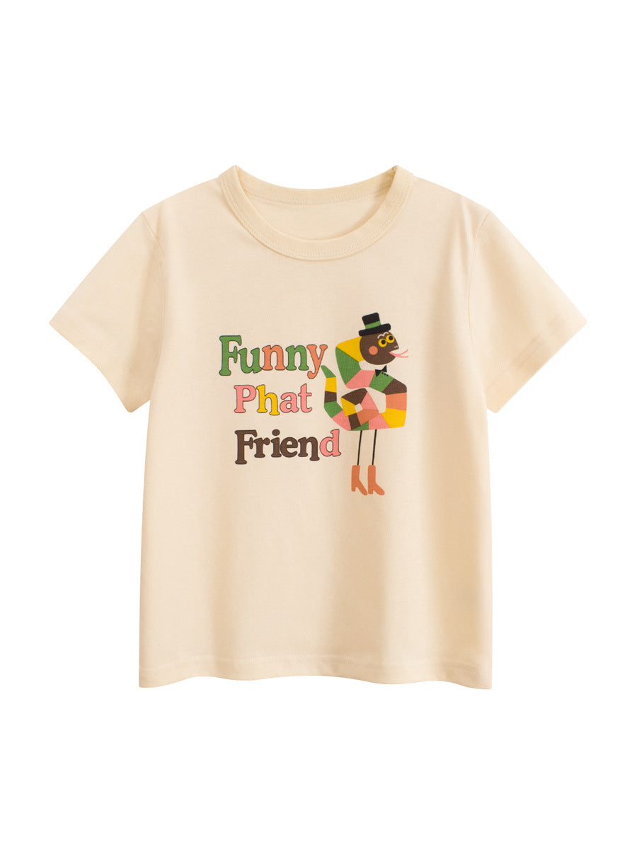 Summer Girls’ Colorful Cartoon and Letters Pattern T-shirt in European and American Style, MyKids-USA®, Baby & Toddler Tops, MyKids-USA - - - - - - -