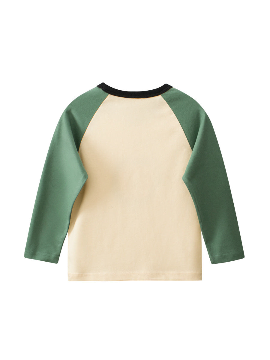 Autumn Baby Boys Letters and Lion Print Color Patchwork Long Sleeves Crew Neck Base Top Shirt, MyKids-USA®, Baby & Toddler Outerwear, MyKids-USA - - - - - - -