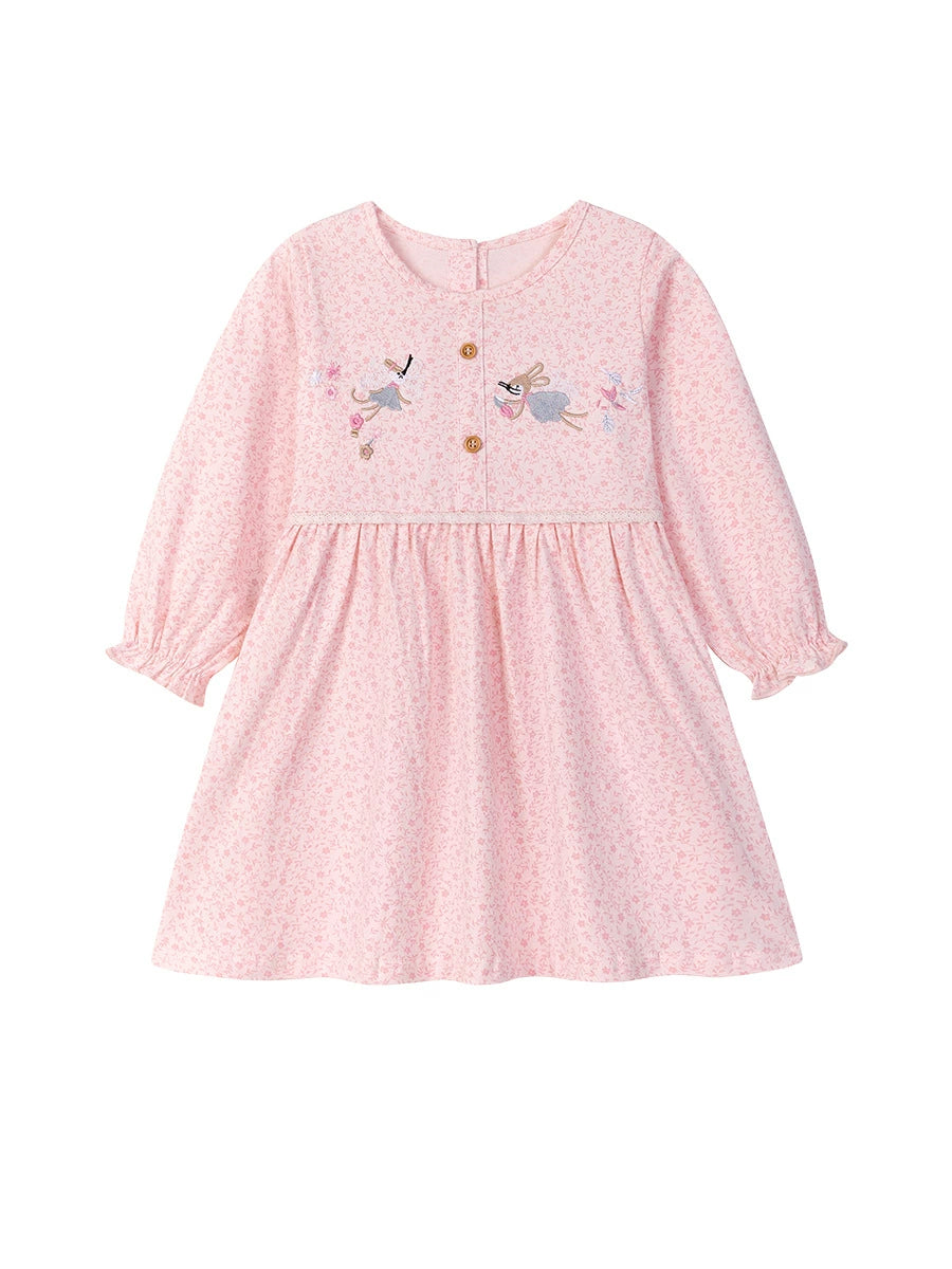 Arrival Autumn Girls Cartoon Embroidered and Floral Pattern Long Sleeves Dress, MyKids-USA®, Baby & Toddler Dresses, MyKids-USA - - - - - - -