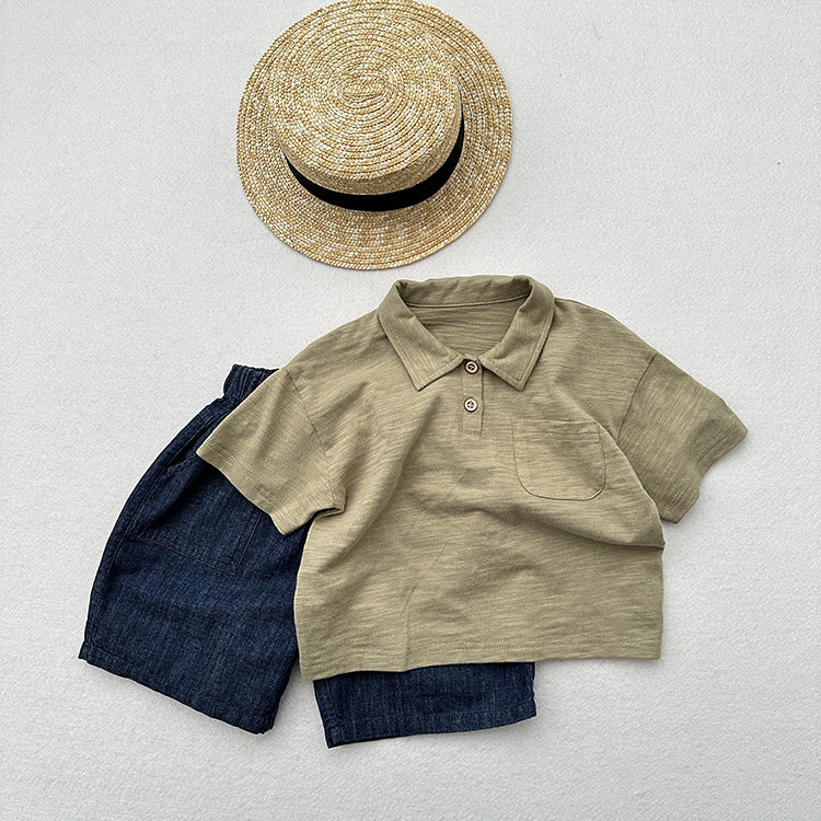 Summer Arrival Kids Unisex Soft Comfortable Short Sleeves Thin Solid Color Turndown Collar Polo Shirt, MyKids-USA®, Baby & Toddler Tops, MyKids-USA - - - - - - -