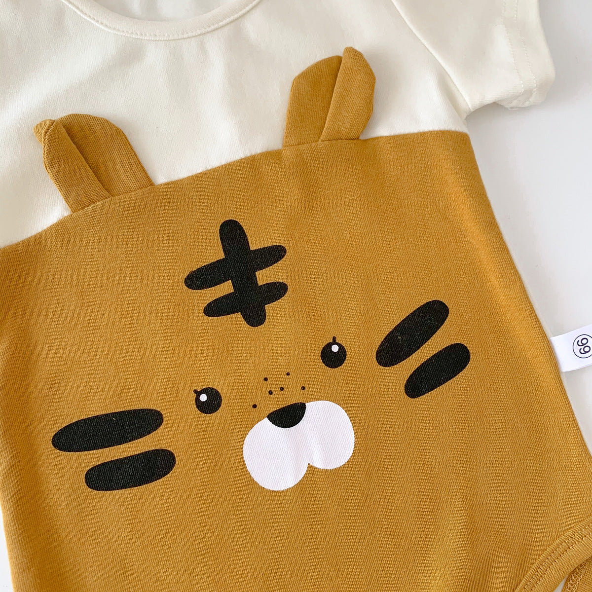 Summer Arrival Baby Short Sleeves Tiger Pattern Color Patchwork Bodysuit