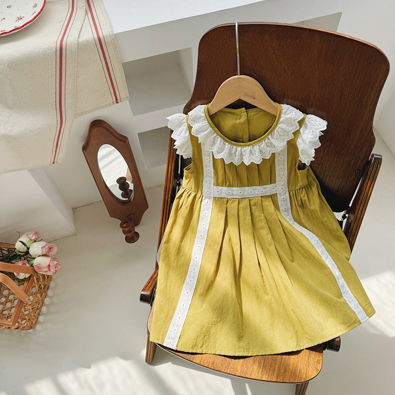 Summer Kids Girls Pleated Sleeveless Ruffle Design Princess Dress, MyKids-USA®, Baby & Toddler Dresses, MyKids-USA - Size/Age - 90 (12-24M) - Color - Yellow - - - TR2403142317-B
