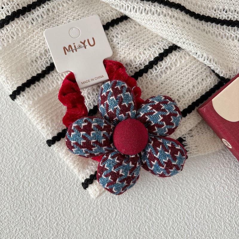 Collection of Versatile Houndstooth Pattern Hair Ties, MyKids-USA®, Ponytail Holders, MyKids-USA - Size/Age - Average Size (0-12Y) - Color - Red - - - TR2603231637-G.
