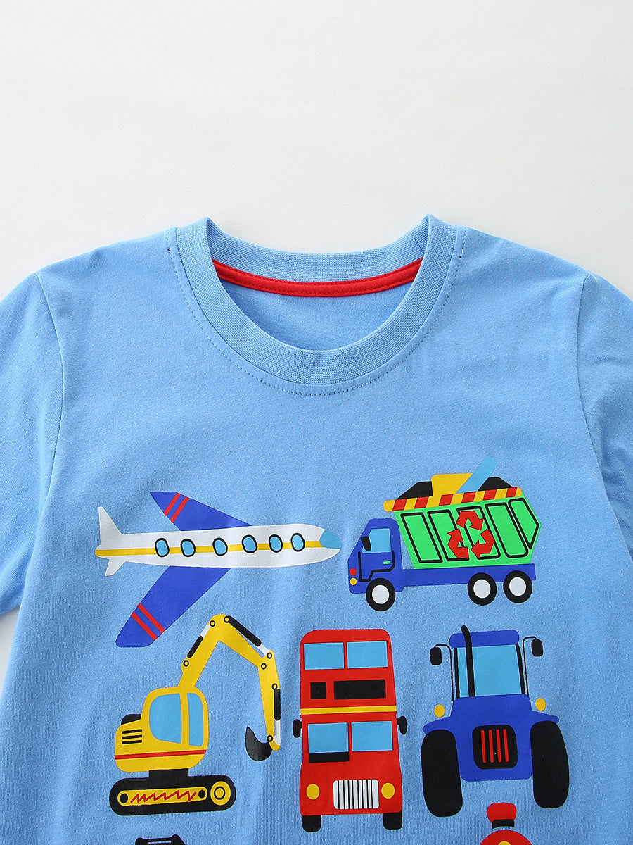 Summer Baby Kids Casual Cartoon Pattern T-shirt Clothing Set for Boys