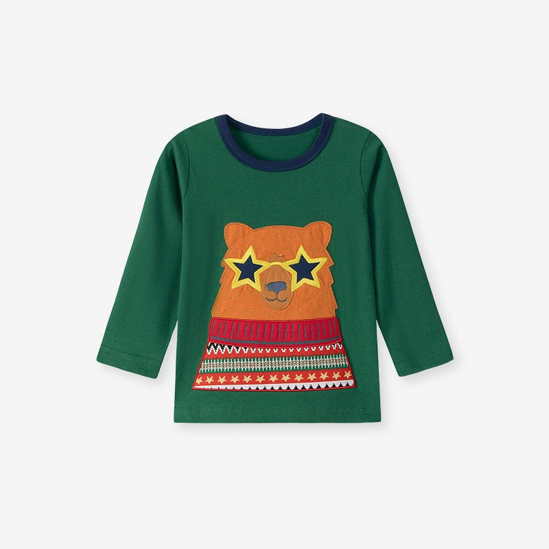 Autumn Arrival Kids Boys Teddy Bear Cartoon Pattern Crew Neck Long Sleeves Top Sweatshirt, MyKids-USA®, Sweatshirts, MyKids-USA - - - - - - -