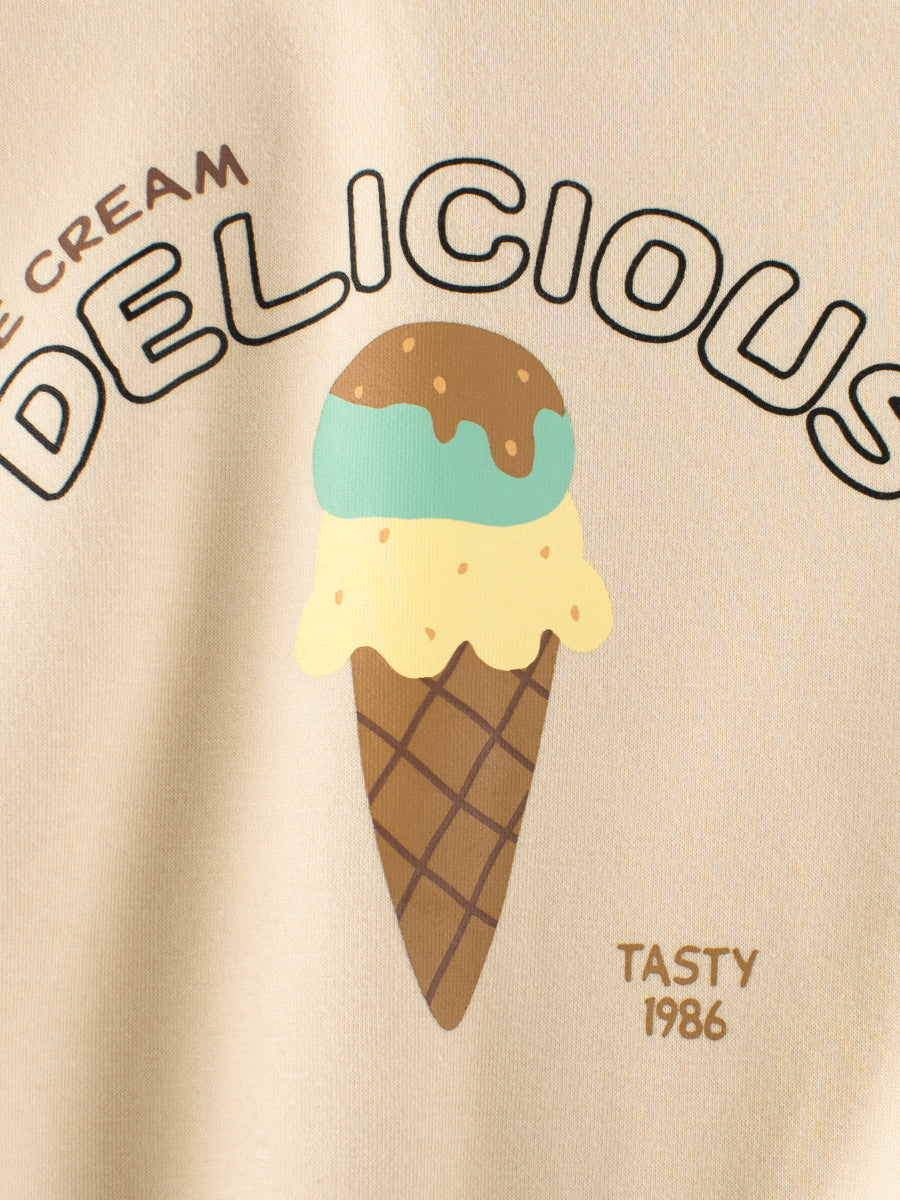 Baby Girls Kids Ice-cream and Letters Pattern Crew Neck Long Sleeves Warm Cozy Pullover, MyKids-USA®, Baby & Toddler Outerwear, MyKids-USA - - - - - - -