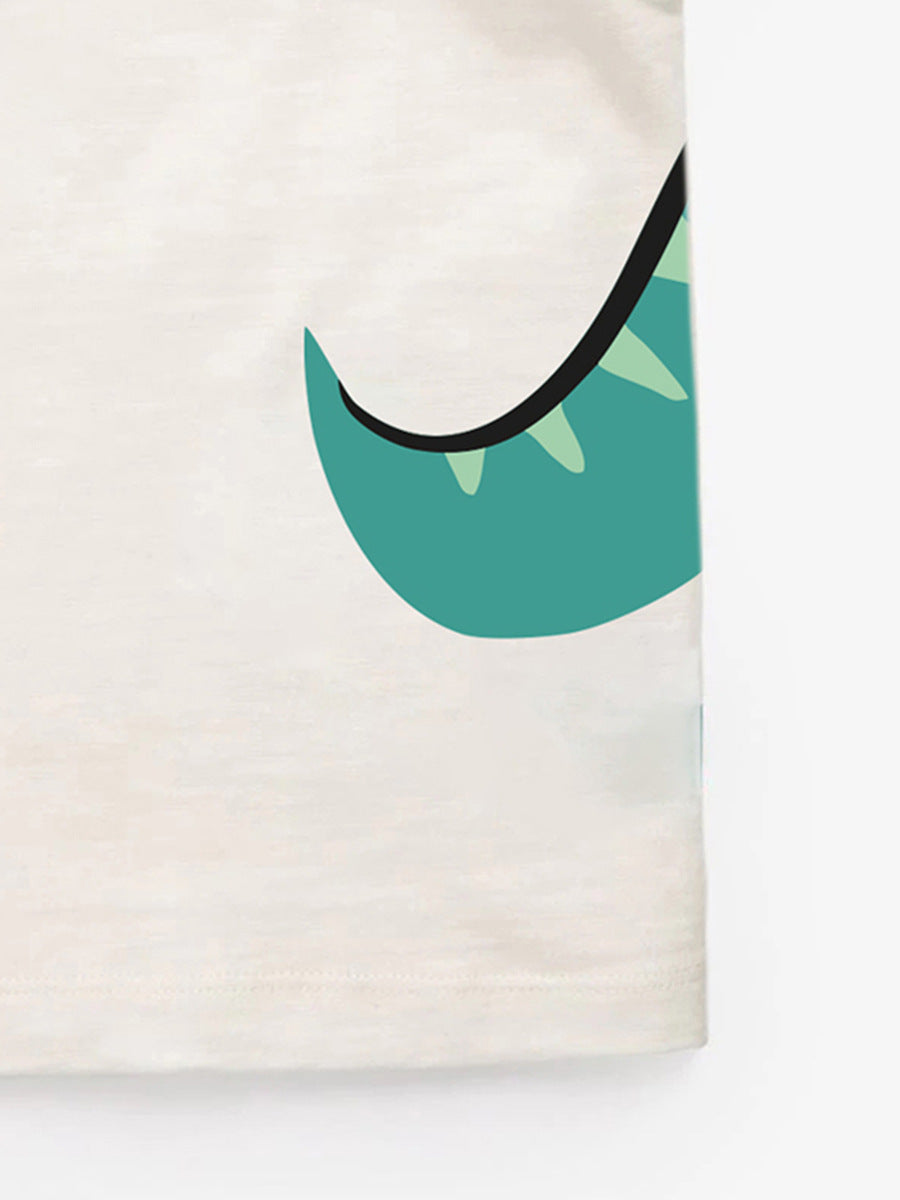 Cute Knit Round Neck Dinosaur Cartoon Kids’ T-Shirt In European And American Style For Summer, MyKids-USA®, Baby & Toddler Tops, MyKids-USA - - - - - - -