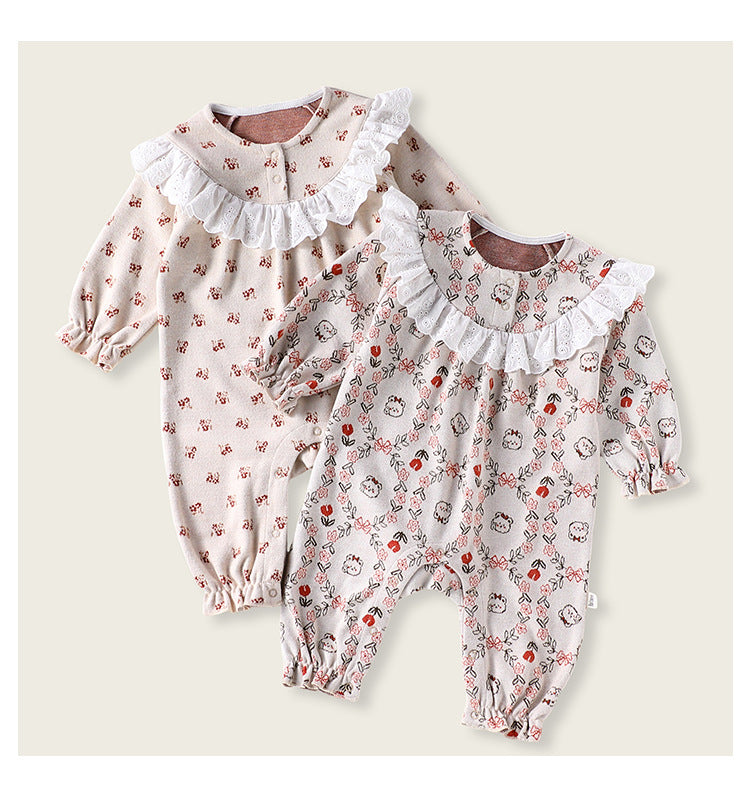 Autumn and Spring Arrival Baby Girls Simple Floral Pattern Long Sleeves Rompers, MyKids-USA®, Baby One-Pieces, MyKids-USA - - - - - - -