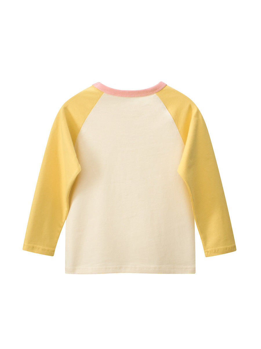 Autumn Arrival Kids Girls Flowers Cartoon Print Crew Neck Long Sleeves Color Patchwork Shirt, MyKids-USA®, Baby & Toddler Outerwear, MyKids-USA - - - - - - -