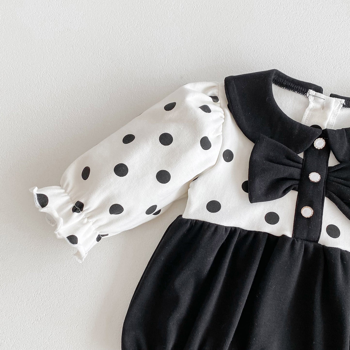 Spring Design Baby Polka Dots Patchwork Long Sleeves Onesie For Girls, MyKids-USA®, Baby One-Pieces, MyKids-USA - - - - - - -