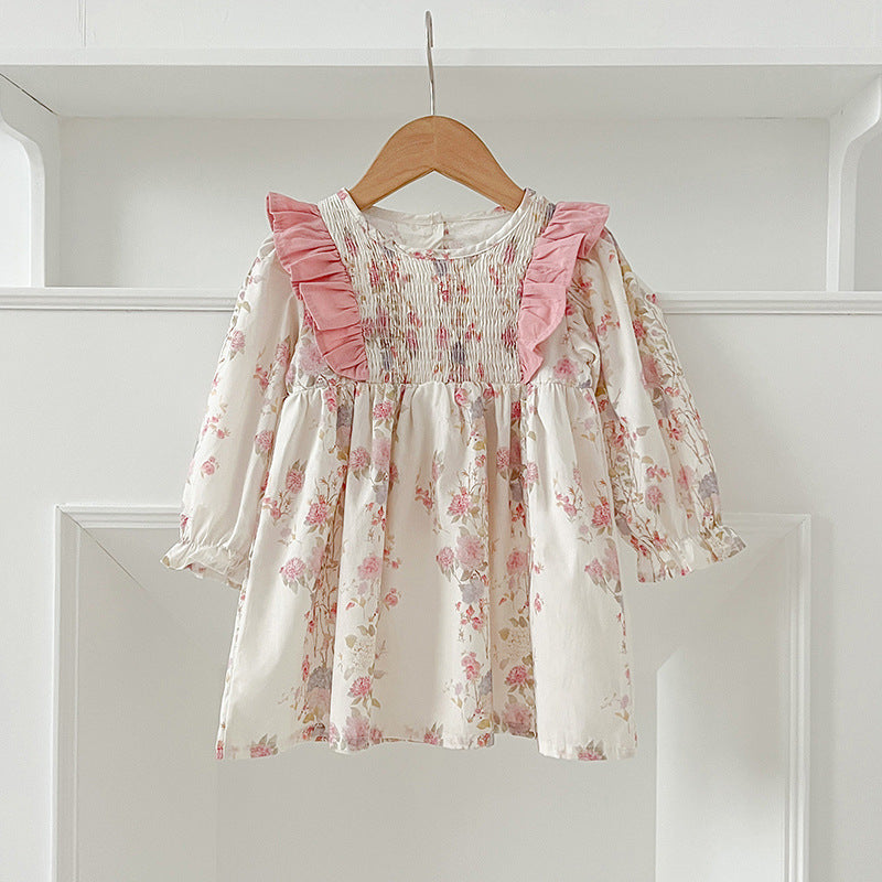 Spring Baby Girls French-style Floral Long-sleeved Onesies and Dress – Princess Sister Matching Set, MyKids-USA®, Baby & Toddler Outfits, MyKids-USA - - - - - - -
