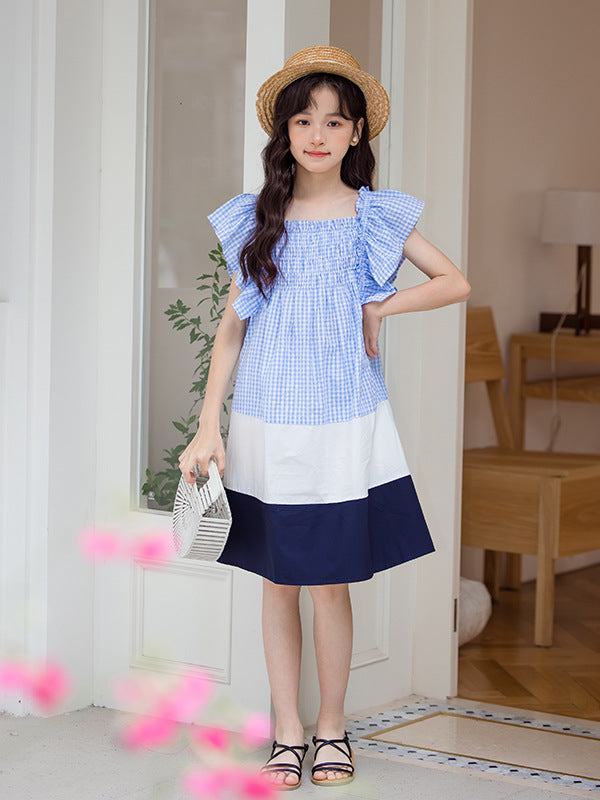 Hot Selling Summer Kids Girls French Style Color Patchwork Plaid Cotton Sleeveless Dress, MyKids-USA®, Baby & Toddler Dresses, MyKids-USA - - - - - - -