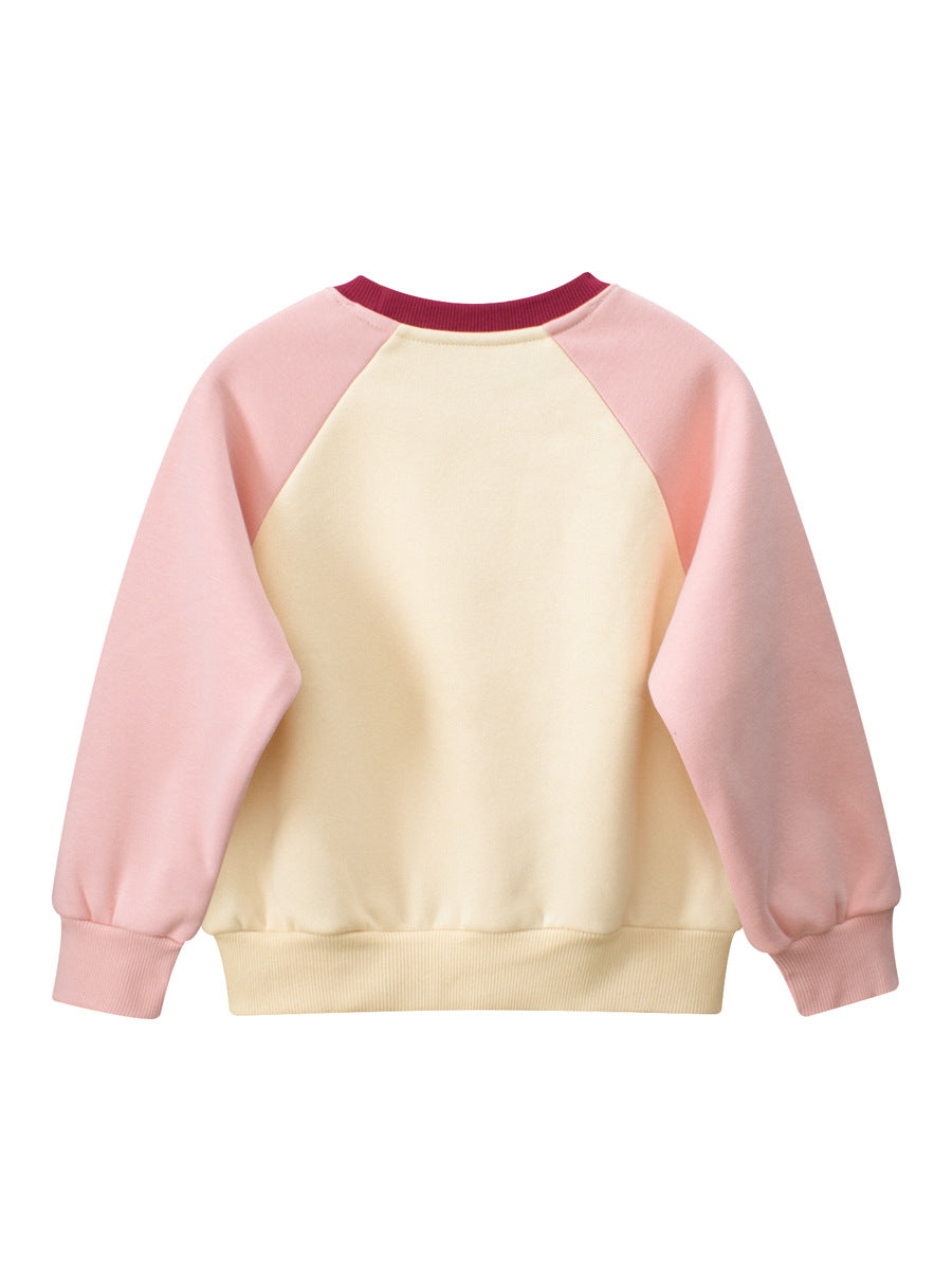 Arrival Girls Strawberry Cartoon Print Crew Neck Long Sleeves Color Patchwork Sweatshirt, MyKids-USA®, Baby & Toddler Outerwear, MyKids-USA - - - - - - -