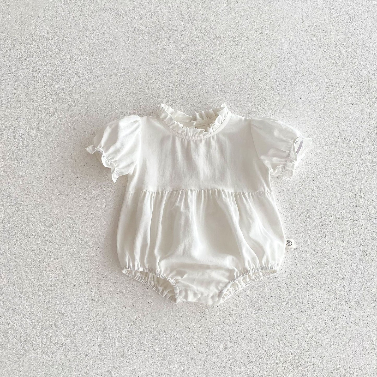 Summer Baby Girls Solid Color Plain Ruffle Neck Onesie, MyKids-USA®, Baby One-Pieces, MyKids-USA - Size/Age - 66 (3-6M) - Color - White - - - TR2401072104-B