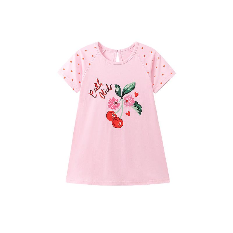 Summer Arrival Cherry and Letters Pattern Short Sleeves Dress for Stylish Girls, MyKids-USA®, Baby & Toddler Dresses, MyKids-USA - - - - - - - .