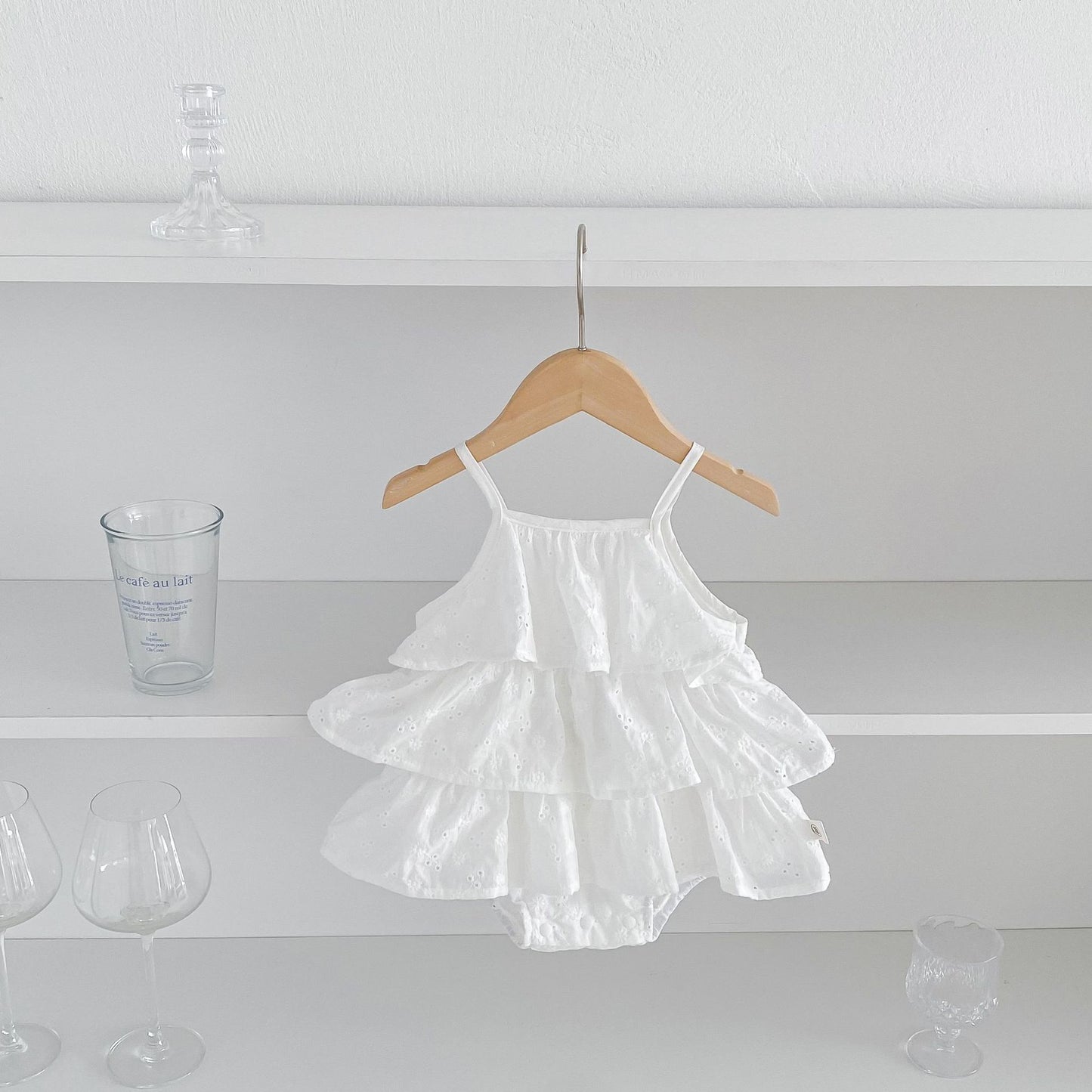 Arrival Summer Baby Kids Girls Hollow Out Pattern Solid Color Sleeveless Strap Onesies, MyKids-USA®, Baby One-Pieces, MyKids-USA - Size/Age - 66 (3-6M) - Color - White - - - TR2406172312-B