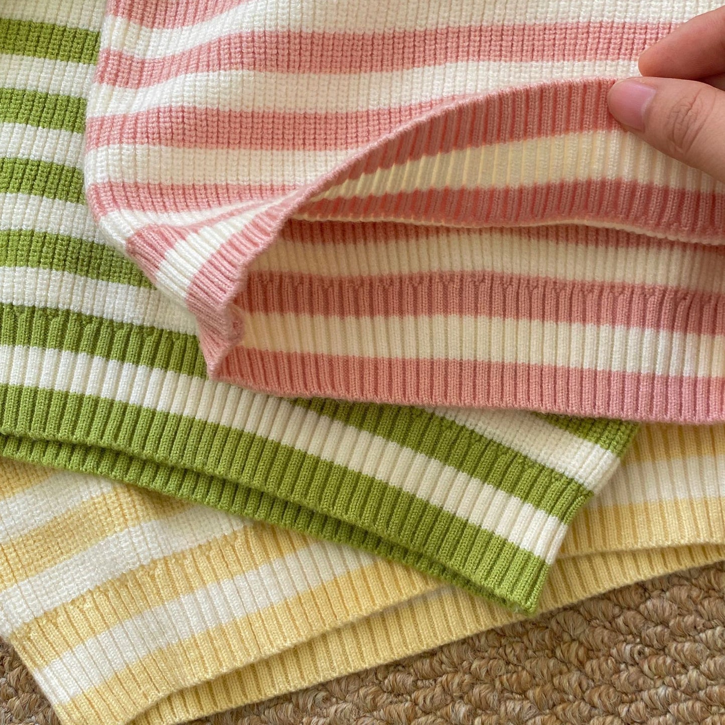 Baby Kids Unisex Long Sleeves Striped Pattern Top and Cartoon Bodysuit Overalls Knitted Clothing Set, MyKids-USA®, Baby & Toddler Outfits, MyKids-USA - - - - - - - .