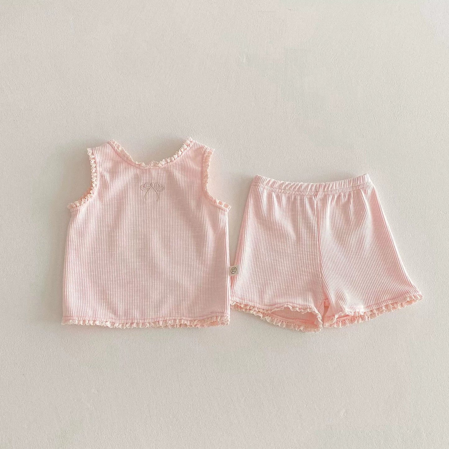 Summer Hot Selling Baby Girls Sleeveless Solid Color Butterfly-bow Embroidered Vest and Plain Shorts Clothing Set, MyKids-USA®, Baby & Toddler Outfits, MyKids-USA - Size/Age - 73 (6-9M) - Color - Pink - - - TR2505312103-C