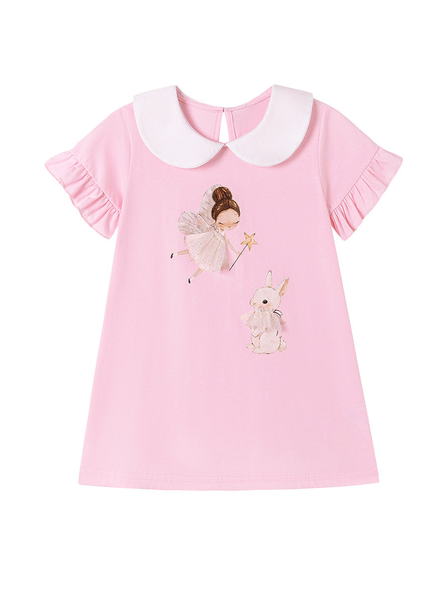 Summer Arrival Animals and Fairy Cartoon Pattern Short Sleeves Dress with Collar for Stylish Girls, MyKids-USA®, Baby & Toddler Dresses, MyKids-USA - - - - - - - .