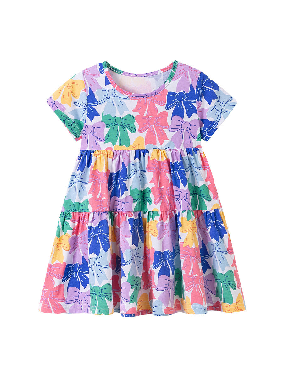 Summer Arrival Colorful Butterfly-bows Pattern Short Sleeves Dress for Stylish Girls, MyKids-USA®, Baby & Children's Dresses, MyKids-USA - - - - - - - .