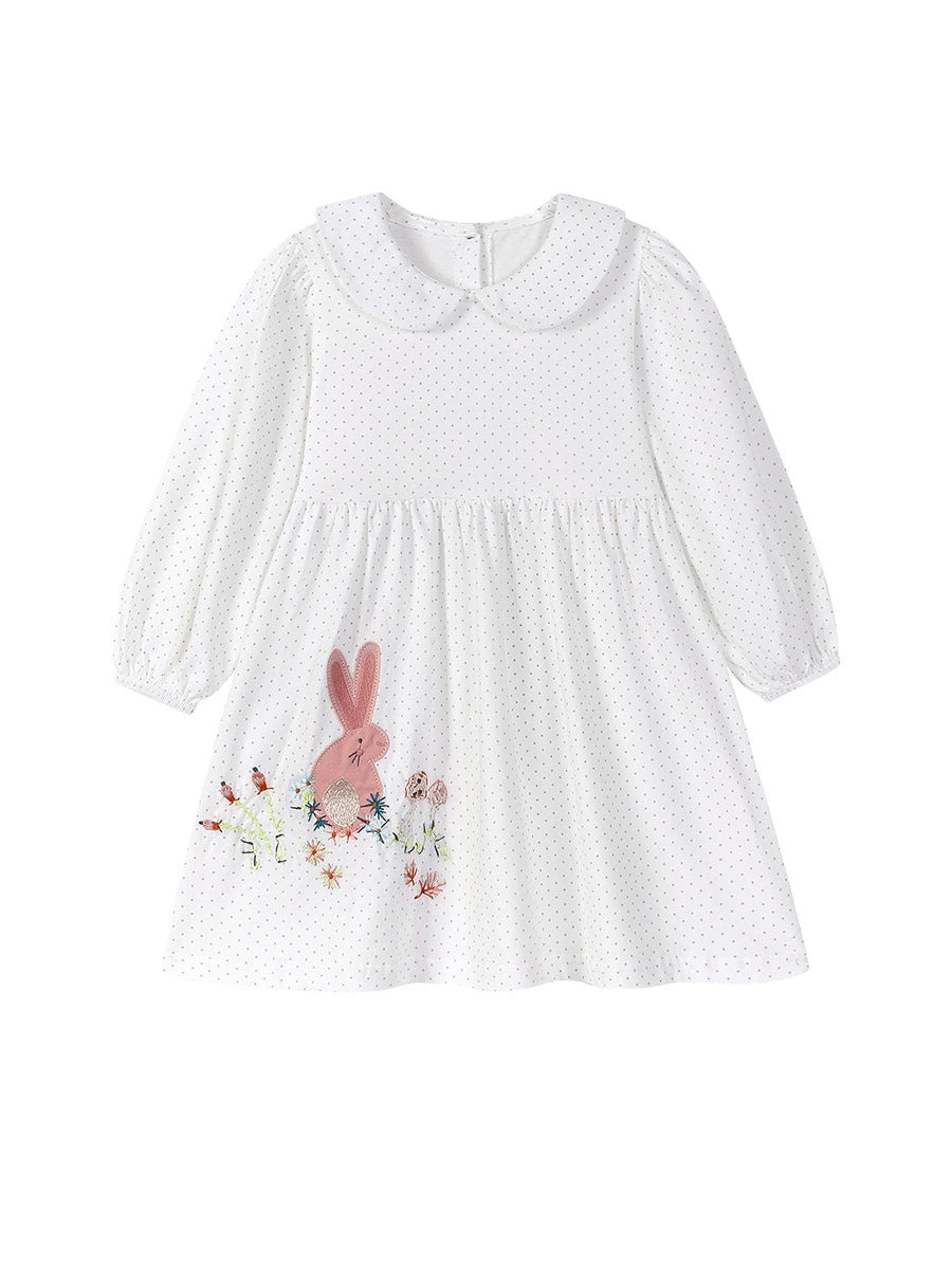 Arrival Autumn Girls Cartoon Embroidered and Dots Pattern Long Sleeves Dress, MyKids-USA®, Baby & Toddler Dresses, MyKids-USA - - - - - - -